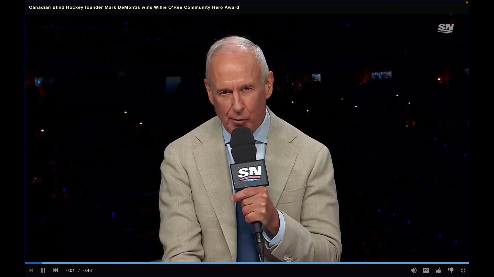 Ron MacLean with the Official Announcement of Winning the Willie O'Ree Community Hero Award