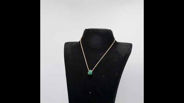 Colar Ouro Amarelo com Gota em Esmeralda e corrente Cartier