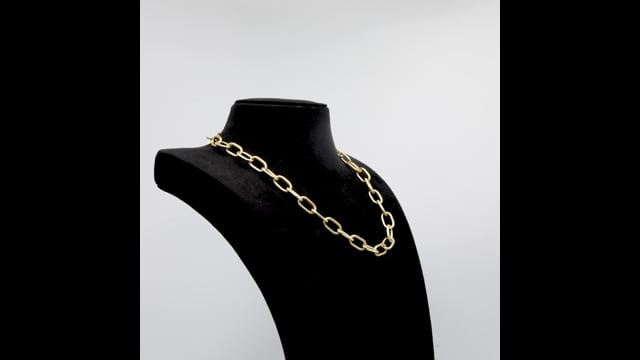 Colar Longo em Ouro Amarelo com Elo Cadeado Fosco e Polido