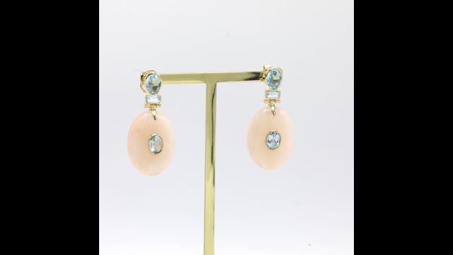 Brinco em Ouro Amarelo com Quartzo Rosa e Topázio