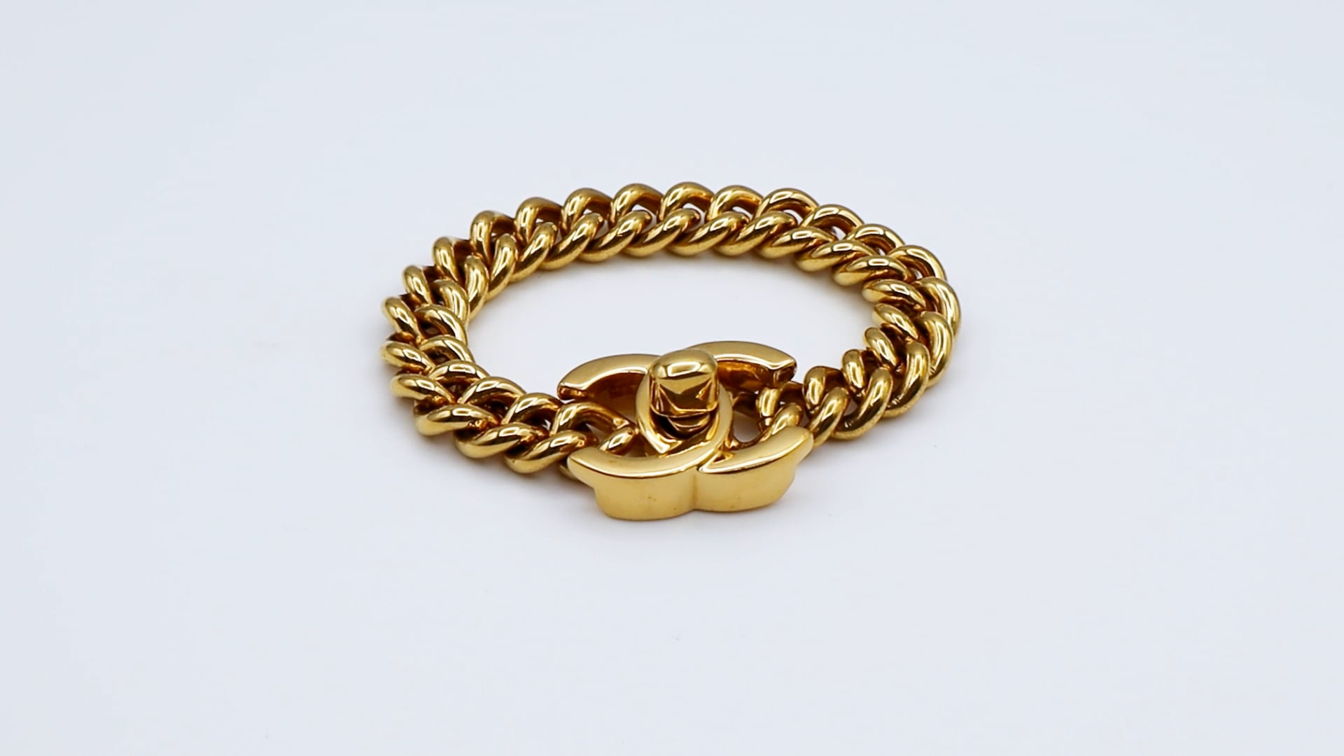 CHANEL by KARL LAGERFELD Vintage Spring 1996 Gold Tone Turn-Lock