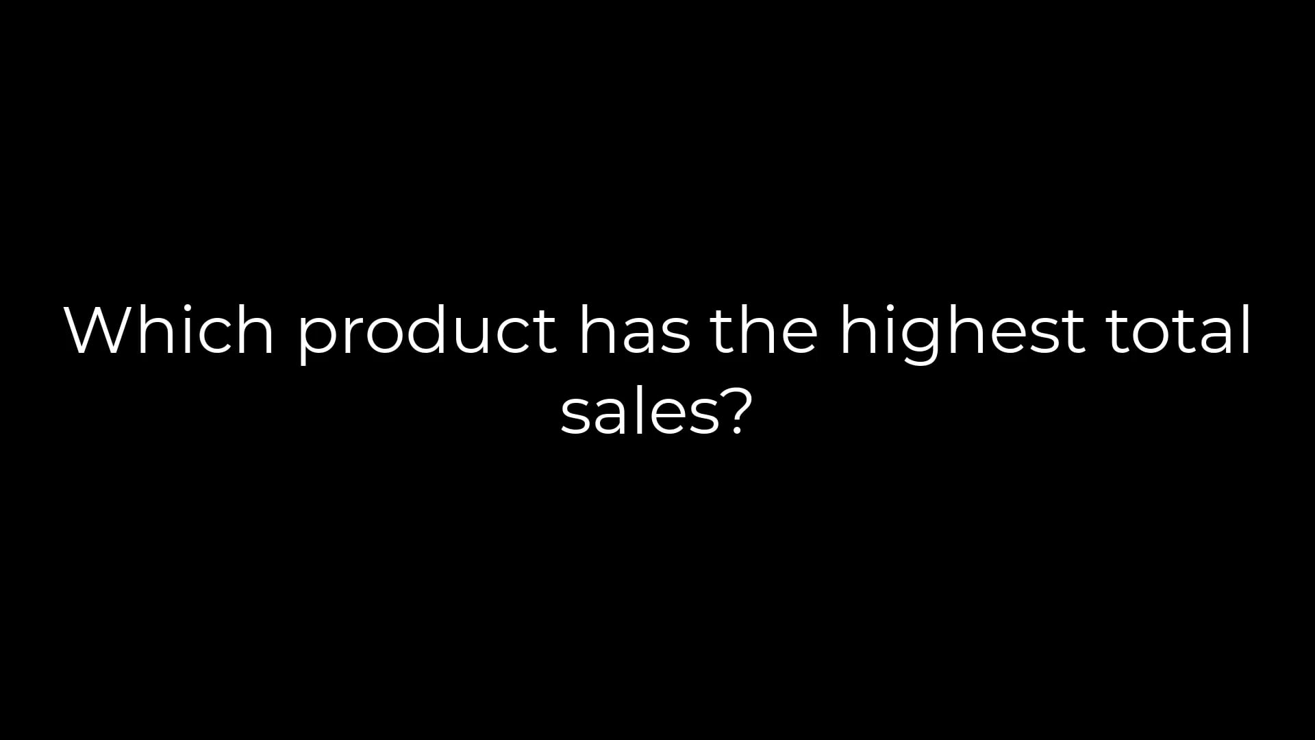 Excel Quiz 5 Product With Highest Sales