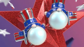 8-8.5mm Cultured Pearl and Multicolored Enamel Patriotic Gnome Earrings in Sterling Silver
