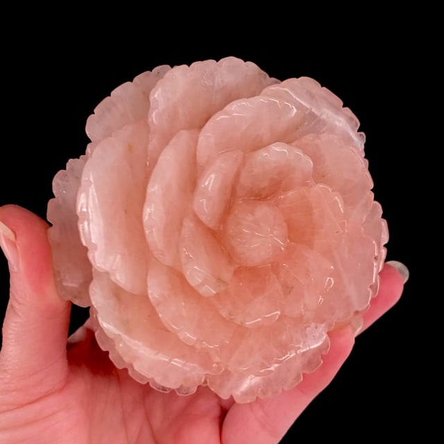 Rose Quartz Carving, Flower