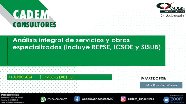 ANÁLISIS INTEGRAL DE SERVICIOS Y OBRAS ESPECIALIZADAS (INCLUYE REPSE, ICSOE y SISUB)