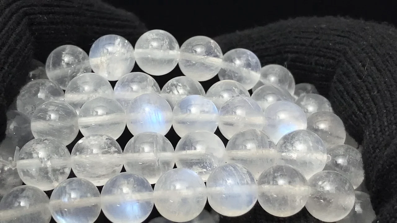 動画】ロイヤルブルームーンストーンAA++ ラウンド8mm 1連(ブレス