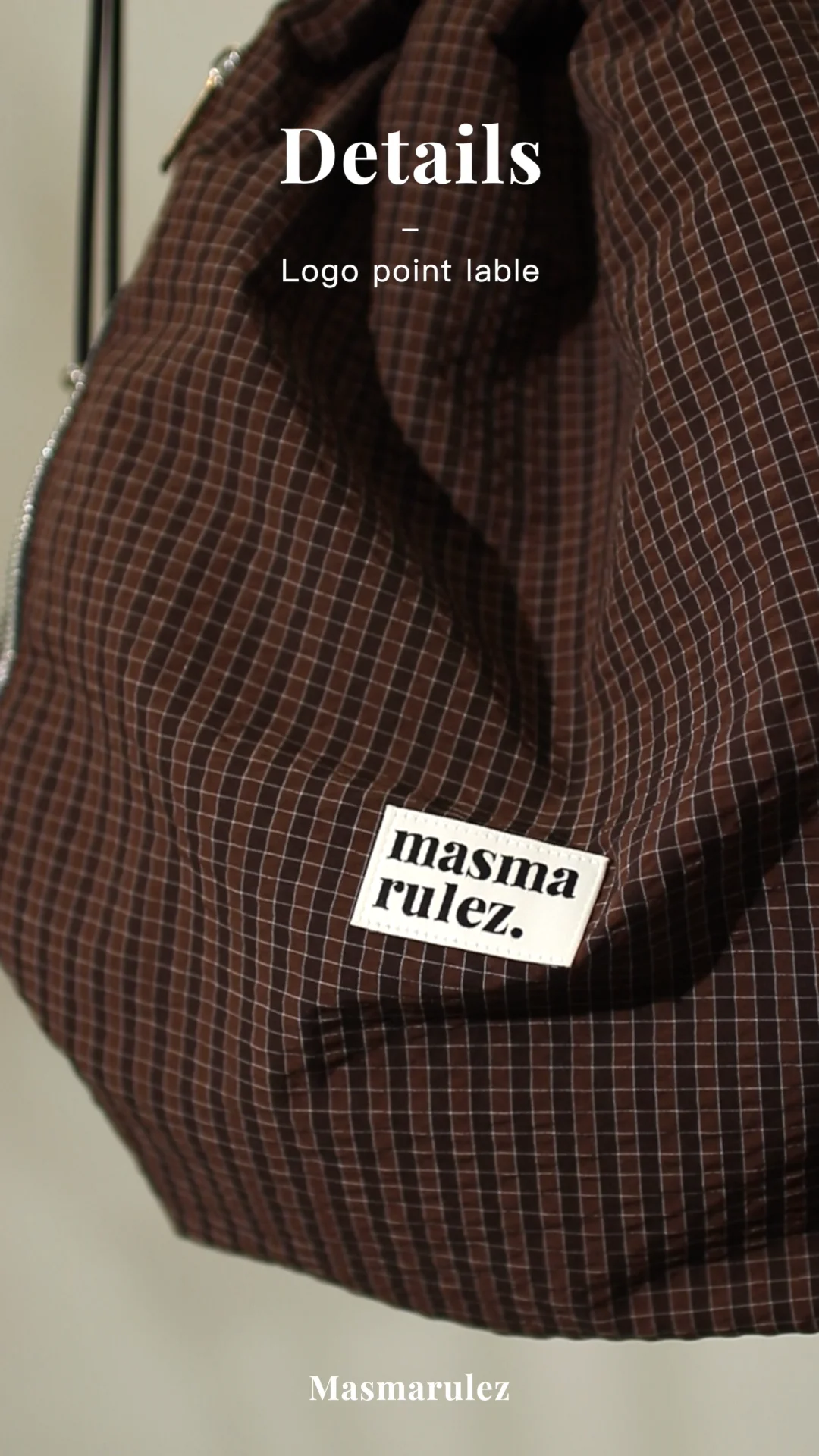 ◆masmarulez◆ Gym sack string bag plaid check brown 501117 Gym sack string bag _ plaid check brown : Masmarulez [마스마