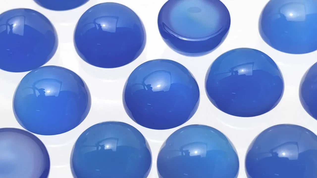 ブルーカルセドニー ラウンド カボション10×10mm 5個｜天然石ビーズ