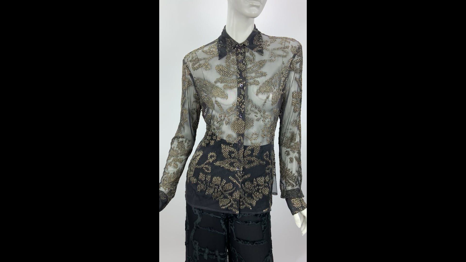 Tom Ford for Gucci SS 2000 Sheer Tulle Metal Sequin Embellished 