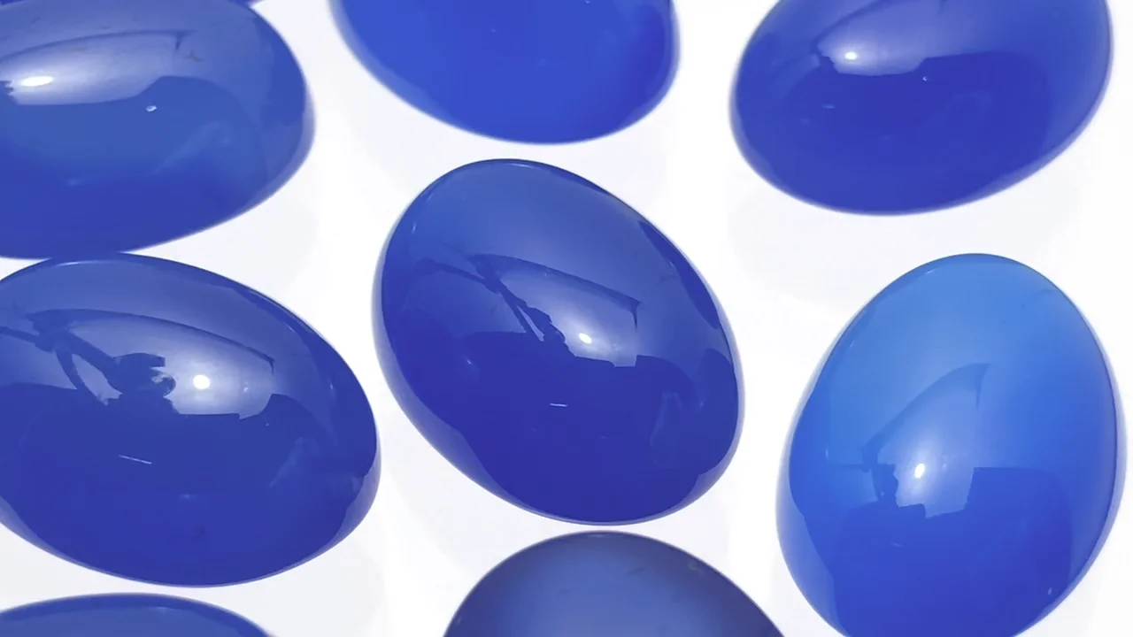 ブルーカルセドニー オーバル カボション18×13mm 3個｜天然石ビーズ