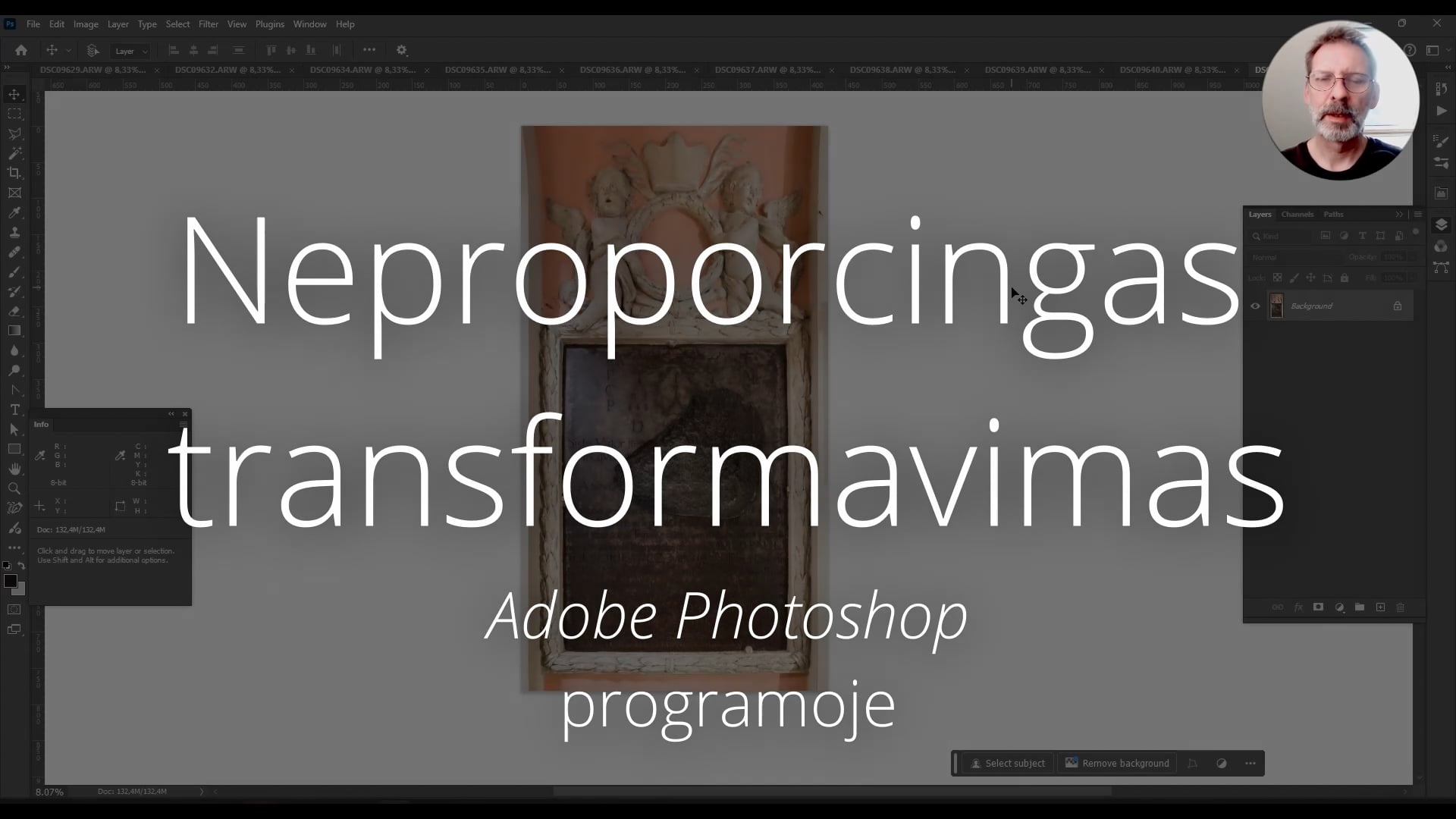 Neproporcingas transformavimas Adobe Photoshop programoje