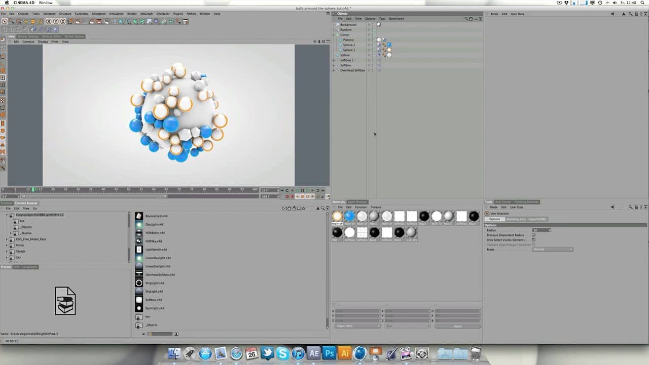 Use MoGraph & Dynamics to group a Crowd of Spheres around an Object on ...