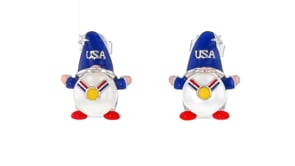 8-8.5mm Cultured Pearl and Multicolored Enamel USA Gnome Earrings in Sterling Silver