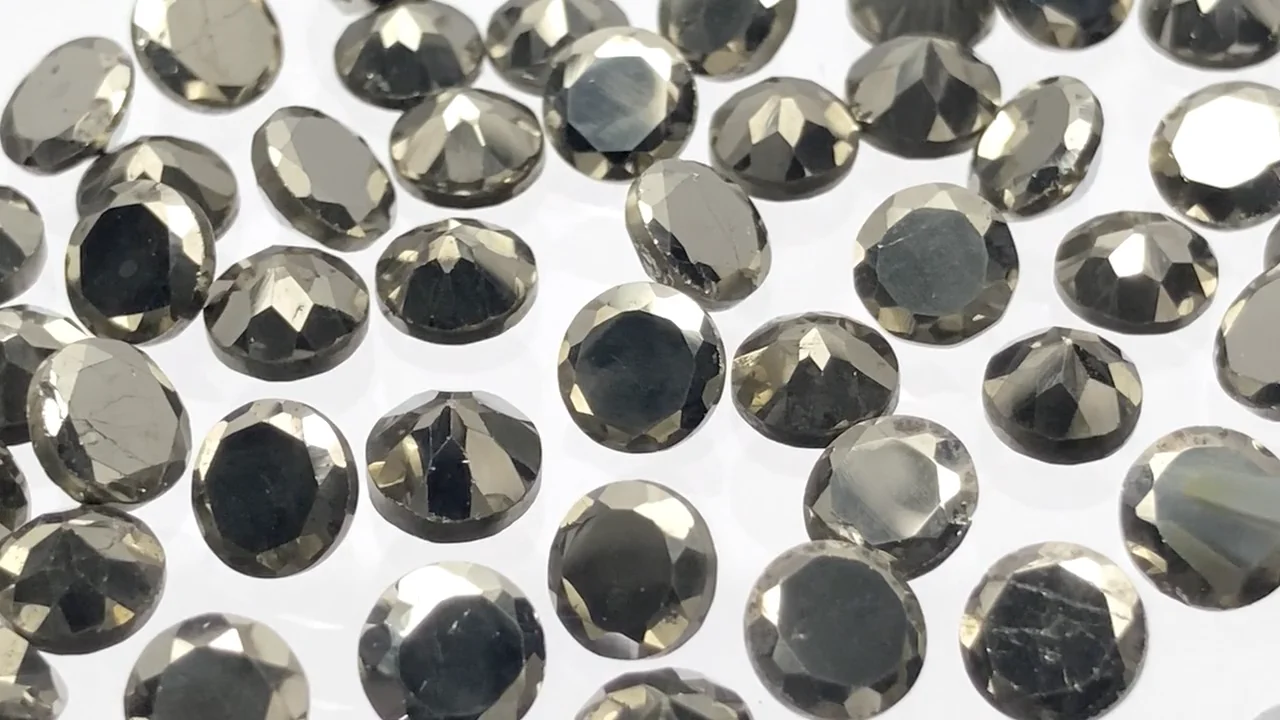 パイライト ルース ラウンドファセットカット6×6mm 3粒｜天然石ビーズ