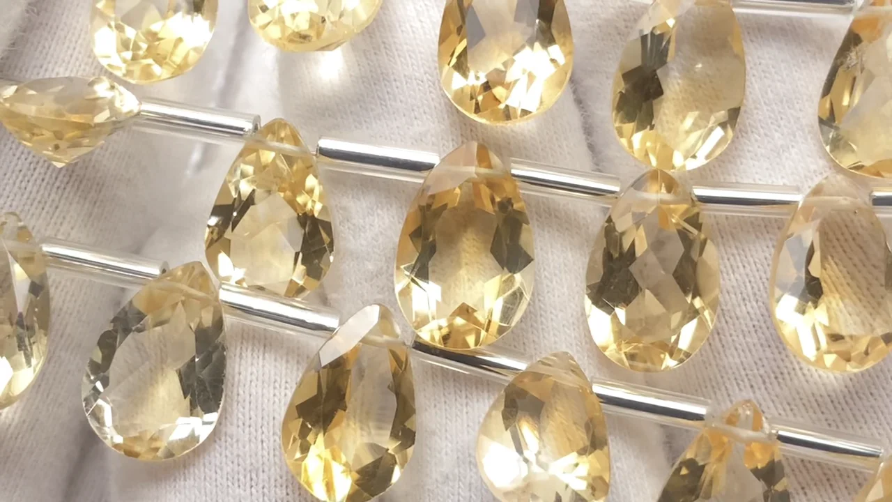 シトリン ペアシェイプ ファセットカット12×8mm 半連/1連(8粒 シトリン ペアシェイプ ファセットカット12×8mm 半連/1連(8粒