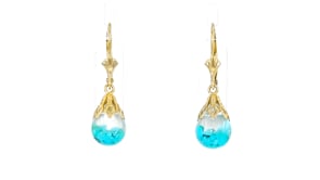Floating Turquoise Drop Earrings in 14kt Yellow Gold