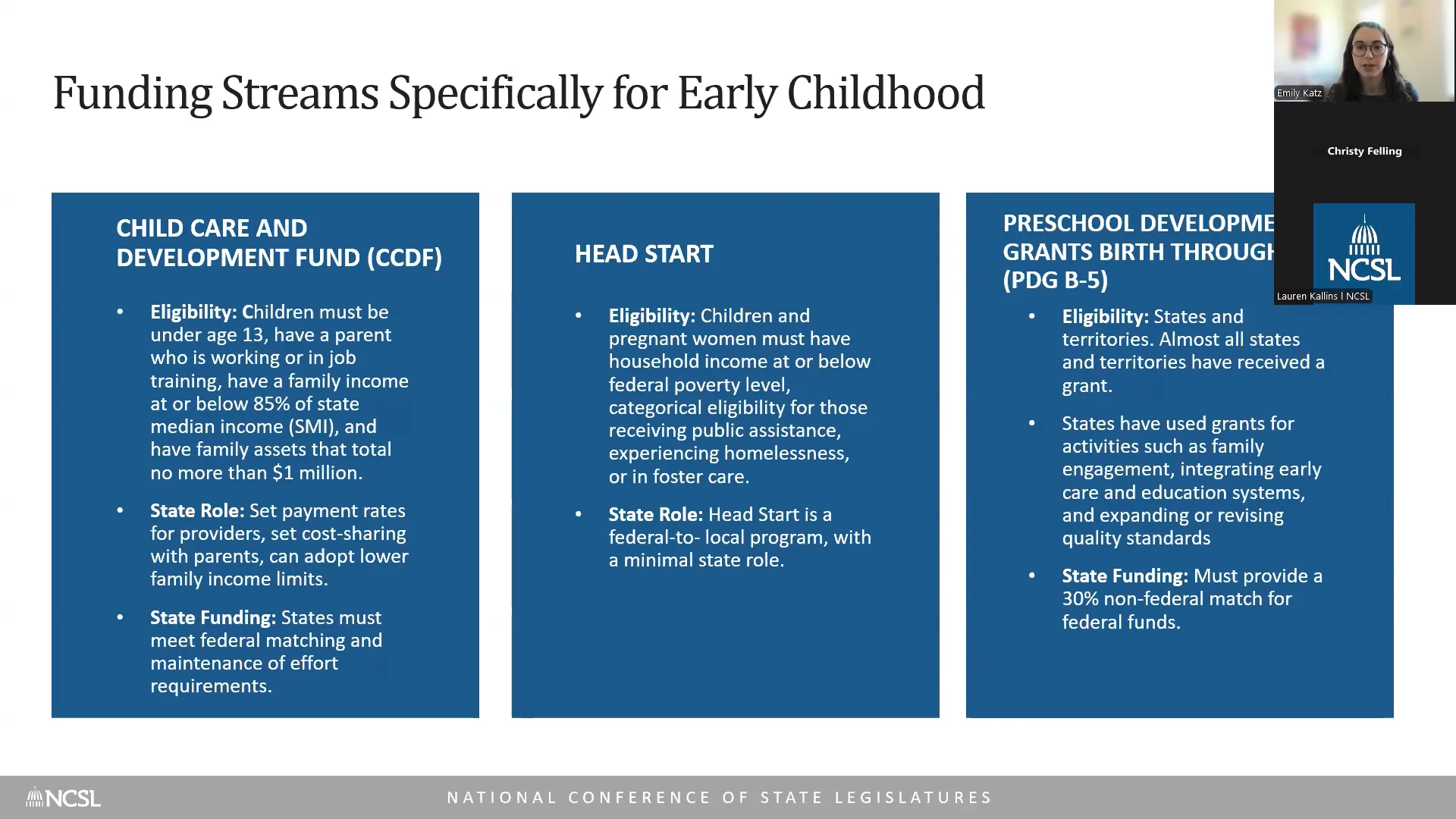 NCSL State-Federal Briefing: Federal Child Care Landscape