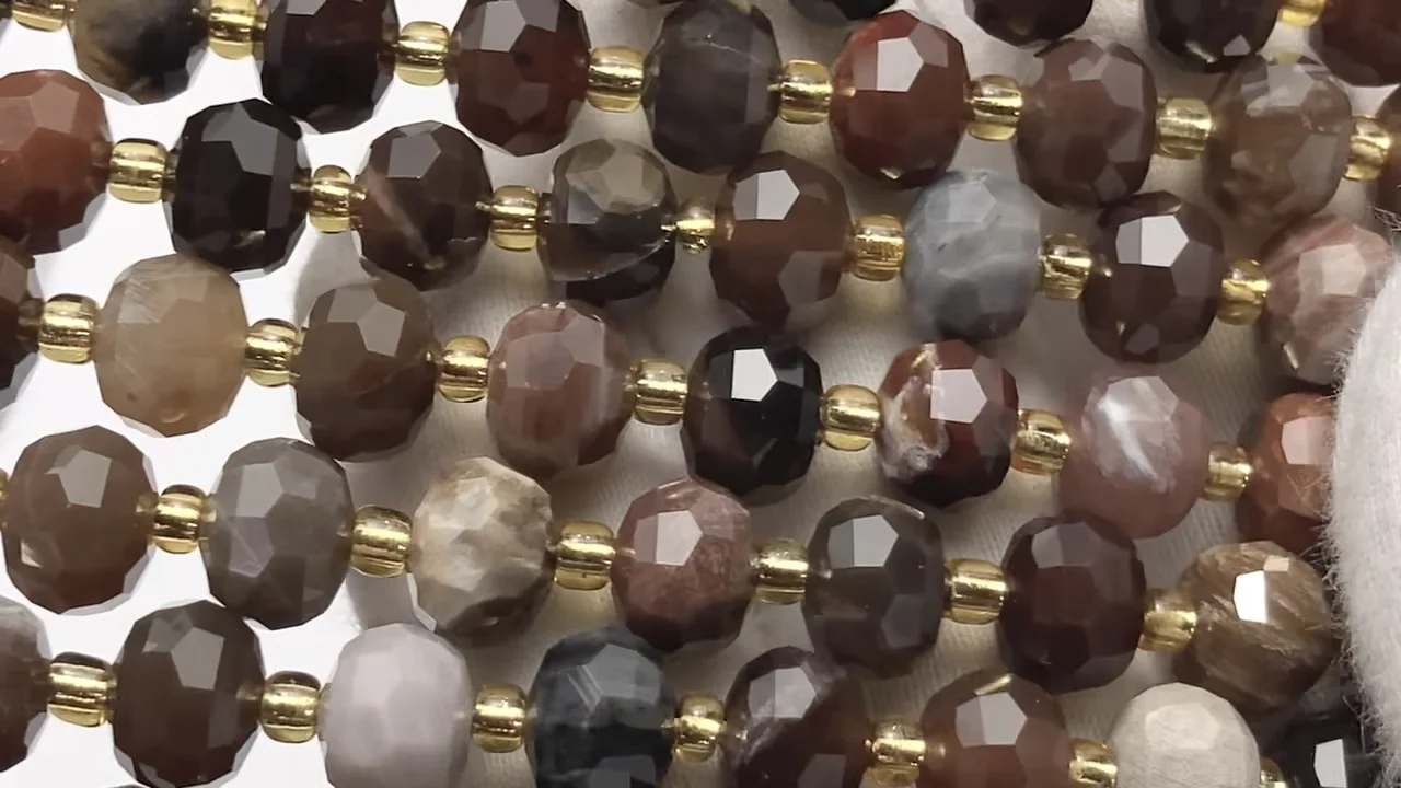 ペトリファイドウッド ボタンカット8×8×6mm 1連｜天然石ビーズの卸問屋