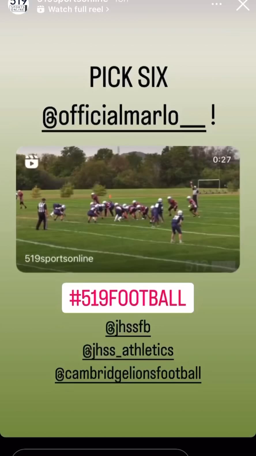 Watch marlo griffiths's outside receiver film