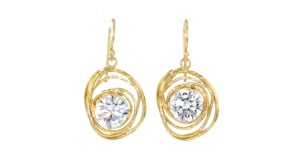 7.00 ct. t.w. CZ Drop Earrings in 18kt Gold Over Sterling
