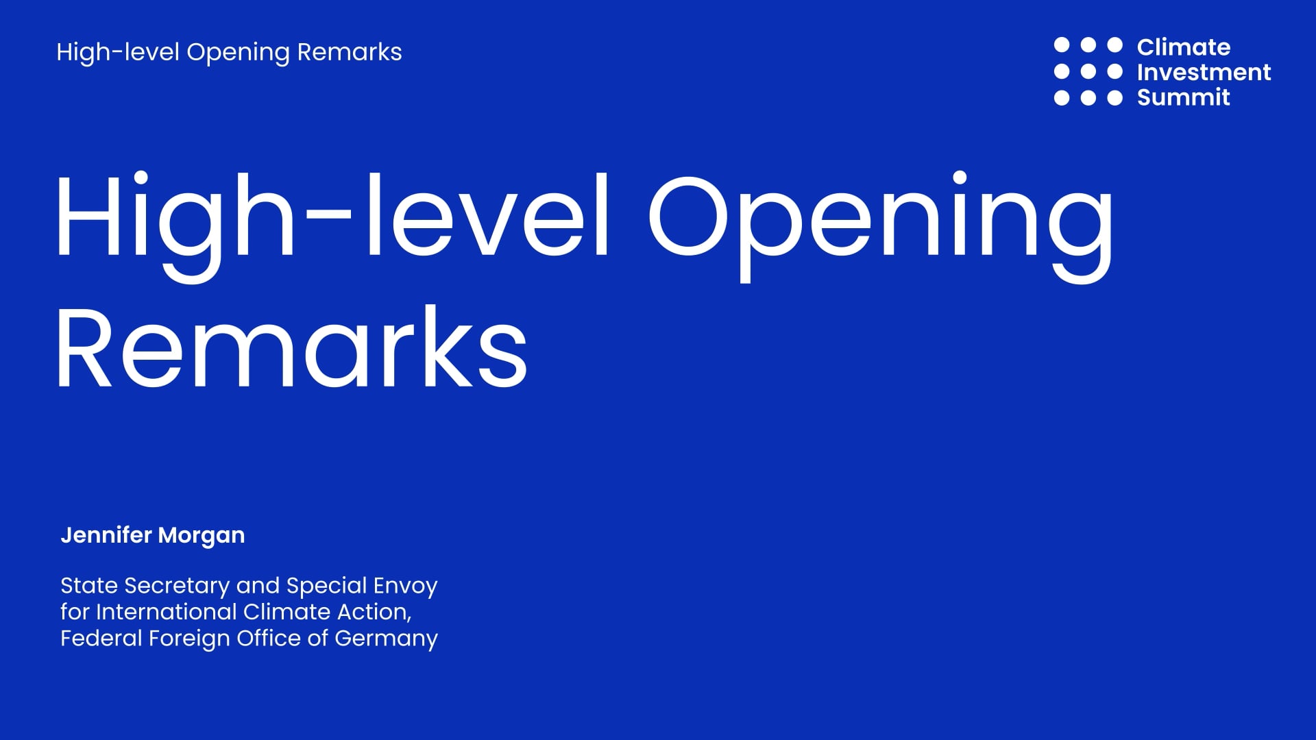 High-level Opening Remarks | CIS2024
