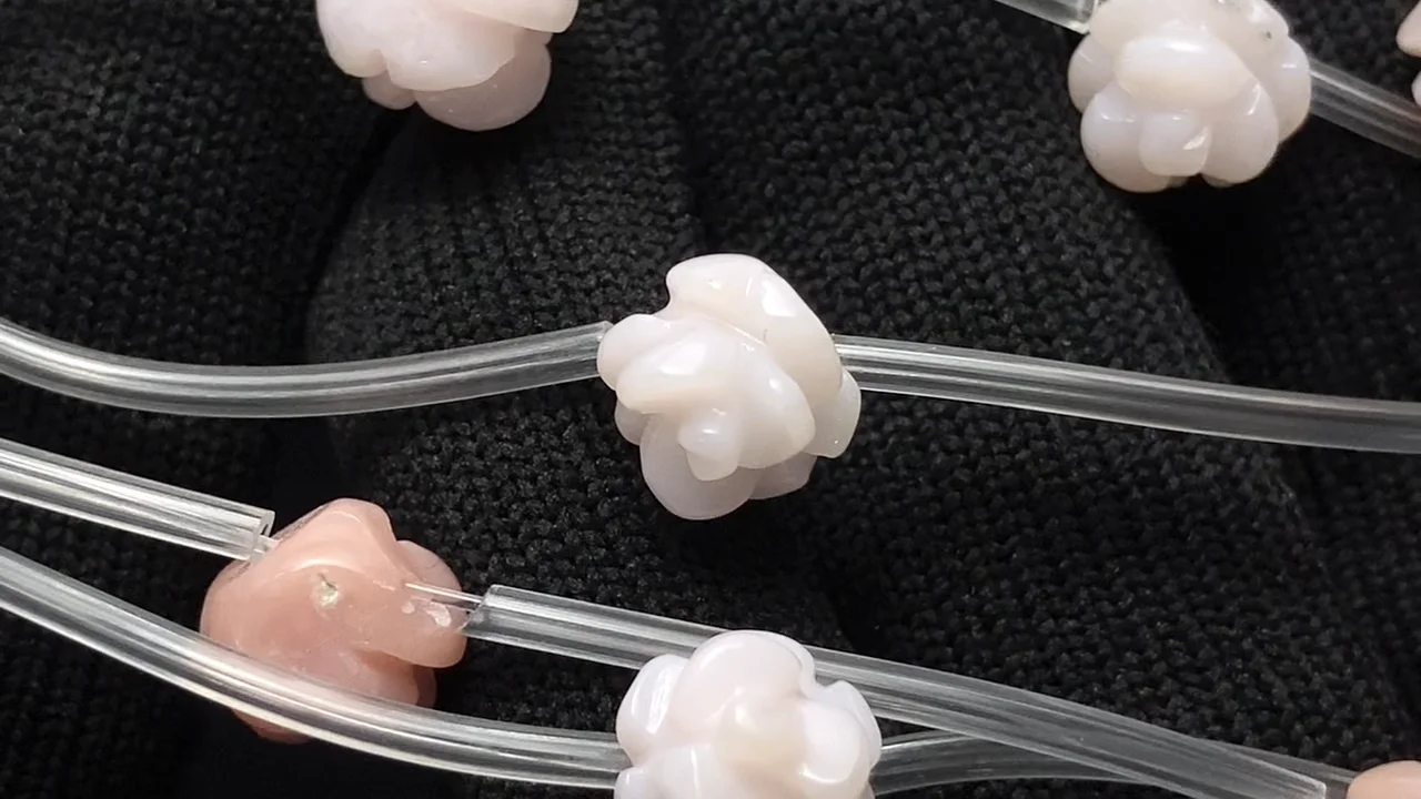 ピンクオパール 薔薇（ローズ）10mm 1連（約10粒）｜天然石ビーズの卸
