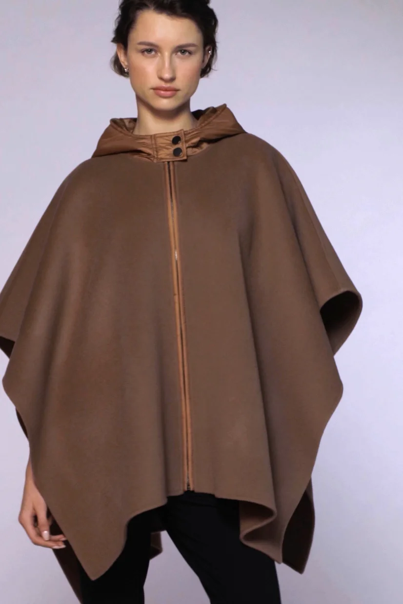 Wool-felt poncho camel | Naulover