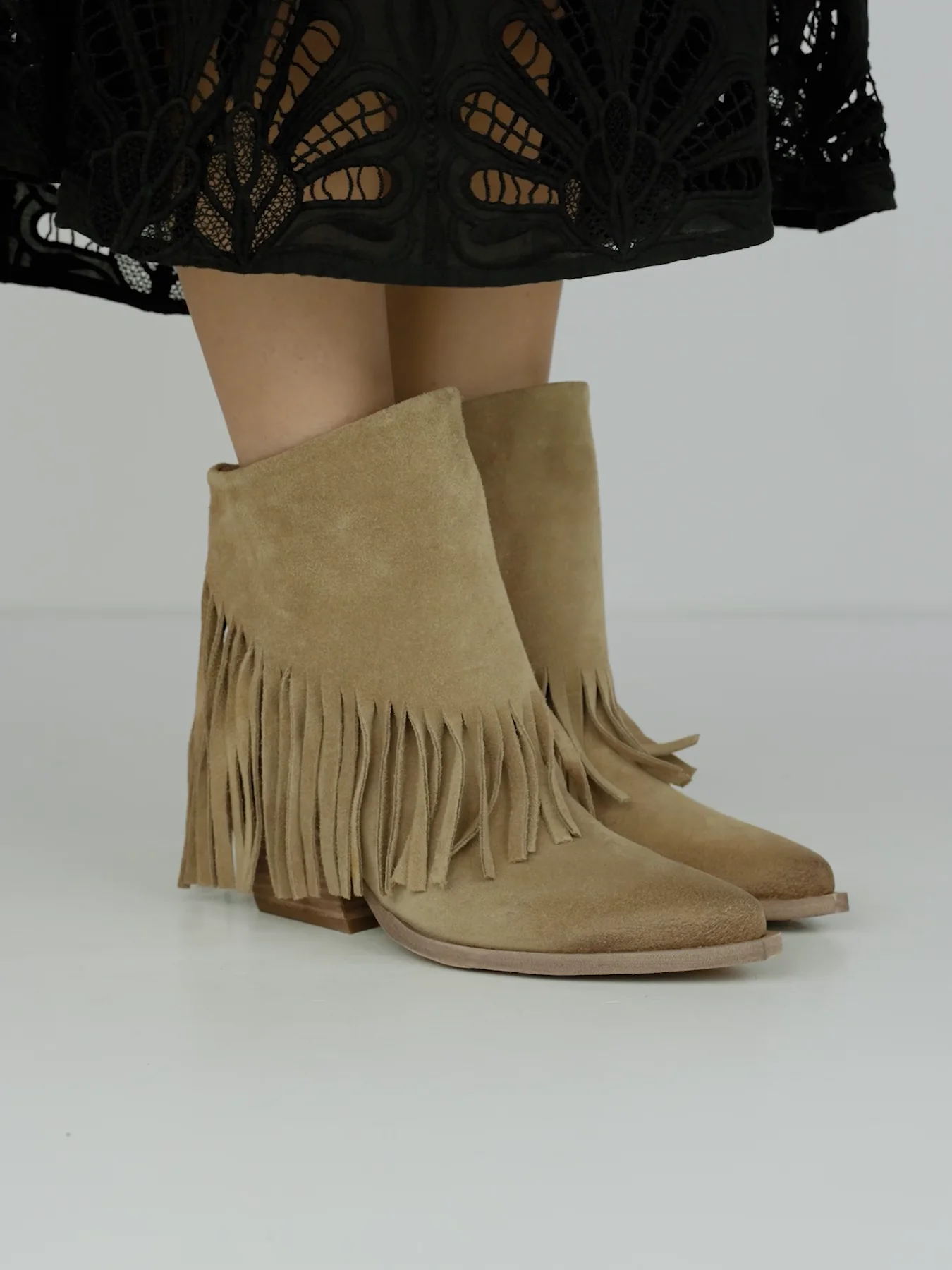 High heel ankle boots woman heel cm beige suede Barca Stores