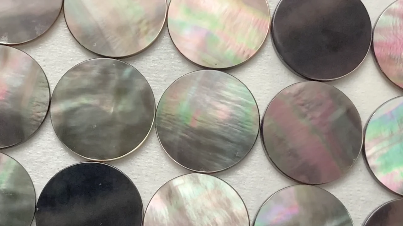 高品質ブラックシェル(黒蝶貝)AAA 穴なしコイン16×16mm 3枚｜天然石