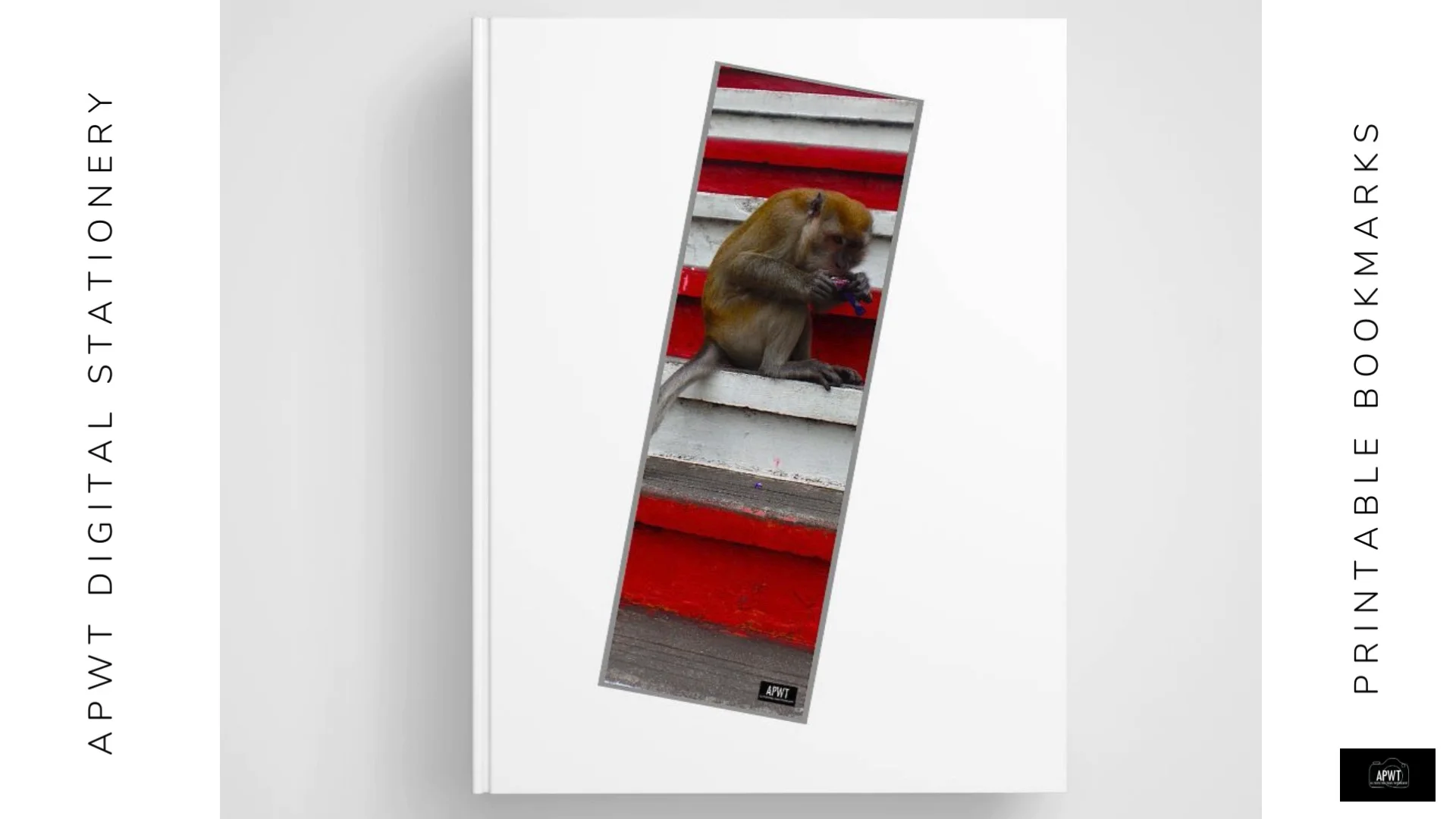 Printable Bookmarks - Printable Monkey Eating Bookmark - From APWT Digital Stationery #reading # ...