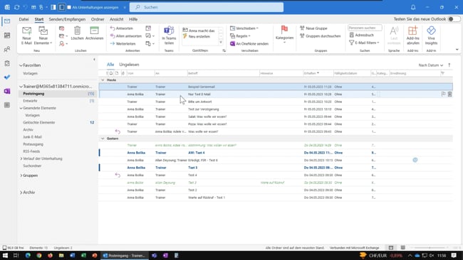 27 E-Mails mit QuickSteps versenden