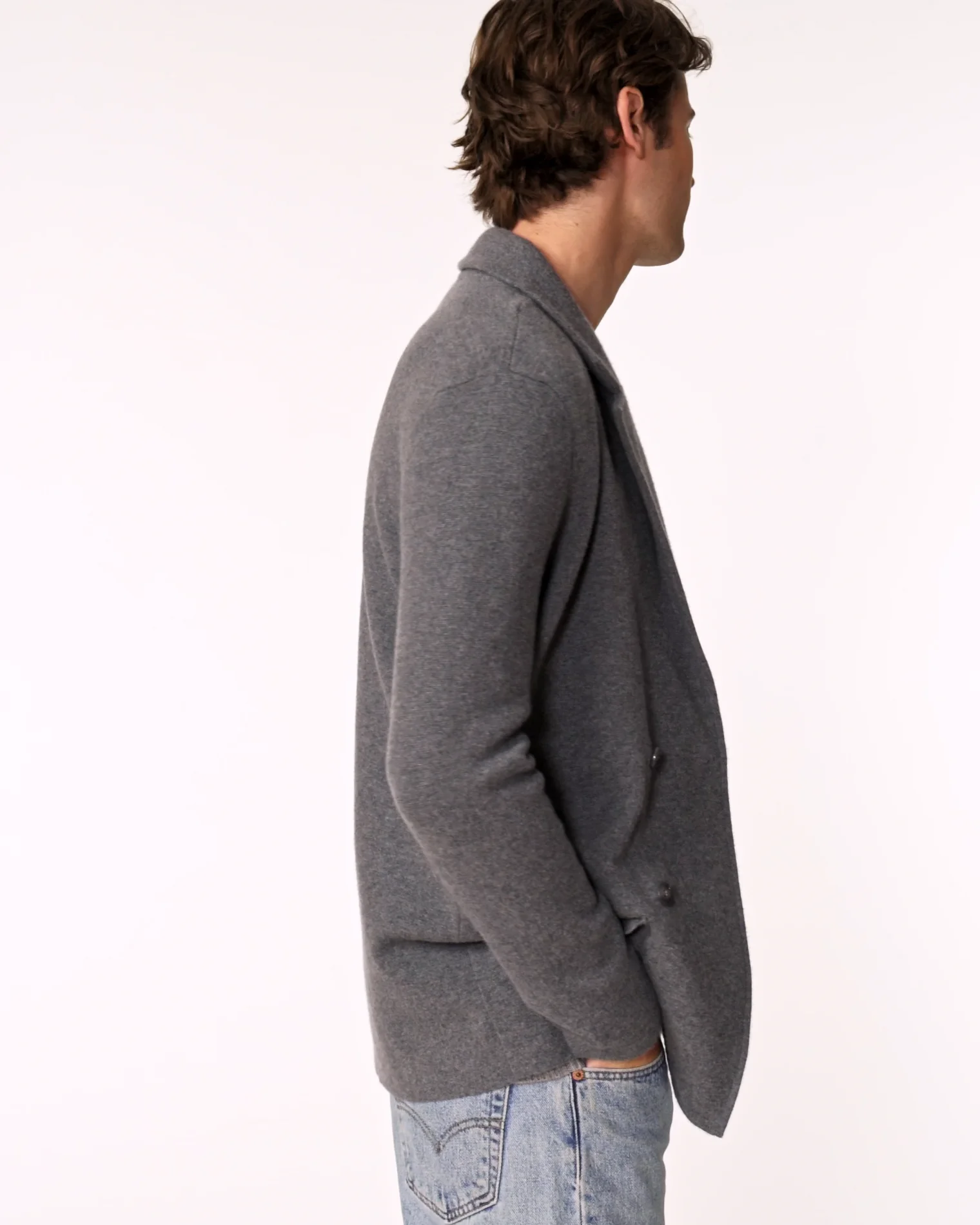 Men Cashmere Jacket Flannel grey | Jacket Axel | Kujten Cashmere