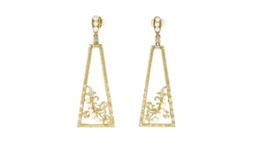 1.5-2mm Cultured Pearl and .27 ct. t.w. Diamond Geometric Drop Earrings in 14kt Yellow Gold