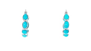 Turquoise Inside-Outside Hoop Earrings in Sterling Silver
