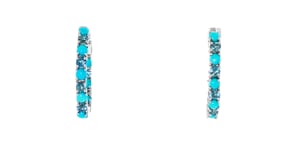 Turquoise and 1.60 ct. t.w. London Blue Topaz Inside-Outside Hoop Earrings in Sterling Silver