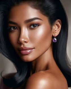 Boucles D'Oreilles En Améthyste Véritable Violet Profond - 38 Facettes - Sertie Argent 925 Rhodié