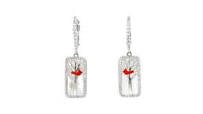 Mother-of-Pearl and .70 ct. t.w. White Topaz Cardinal Drop Earrings with Multicolored Enamel in Sterling Silver