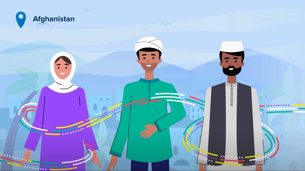 Motion graphics example from the UNHCR Data Innovation Fund animation