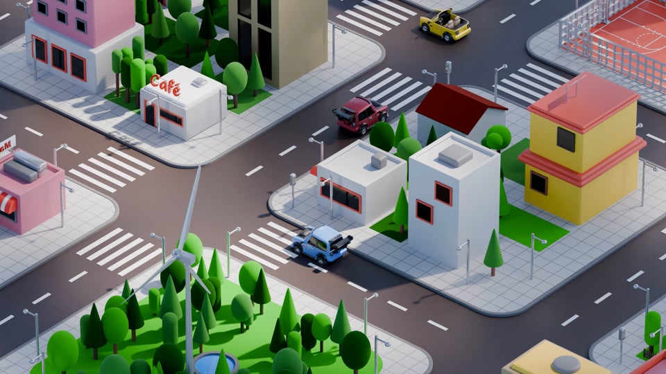 Video afspelen "Verkeer in de stad | Isometrische animatie"