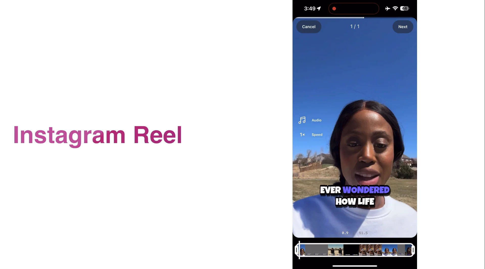 Mobile creating an instagram reel on vimeo