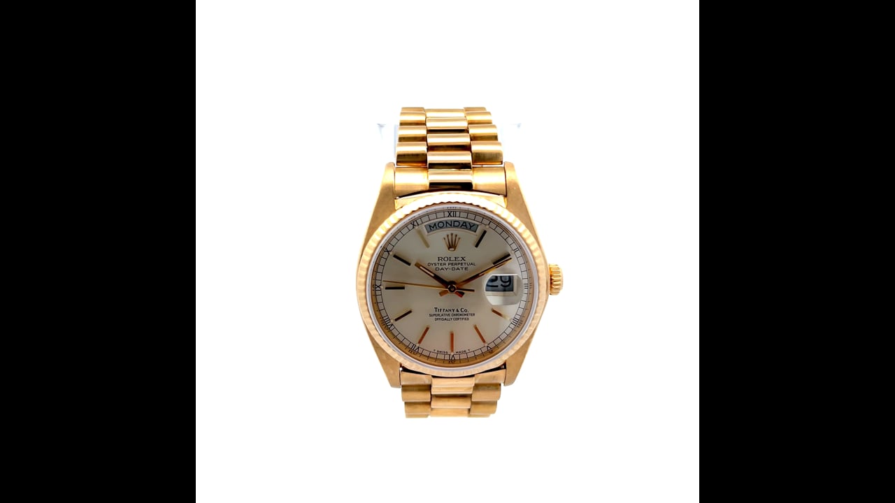 Rolex Day-Date President Tiffany & Co. Dial Ref 18038 in 18k