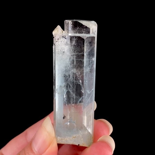 Beryl var: Aquamarine (GEMMY doubly-terminated crystal) with Albite