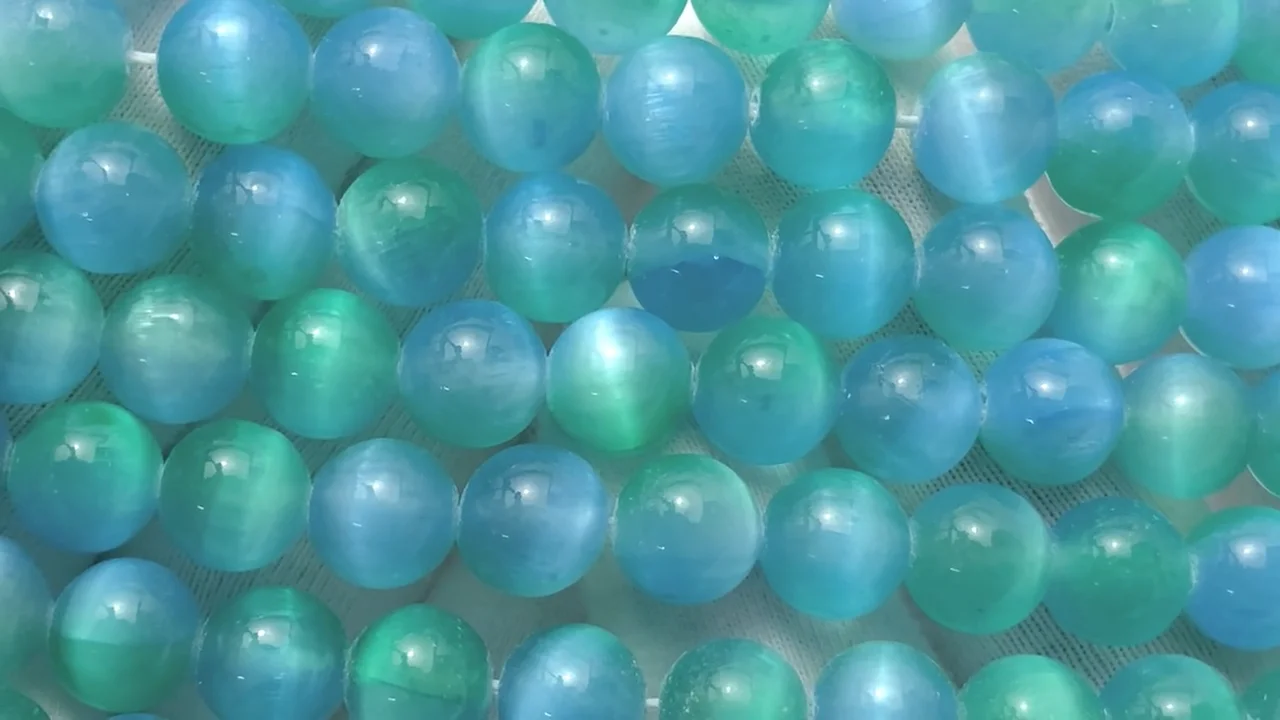 セレナイト（ジプサム） ラウンド8mm 【ブルー×グリーン】 1連