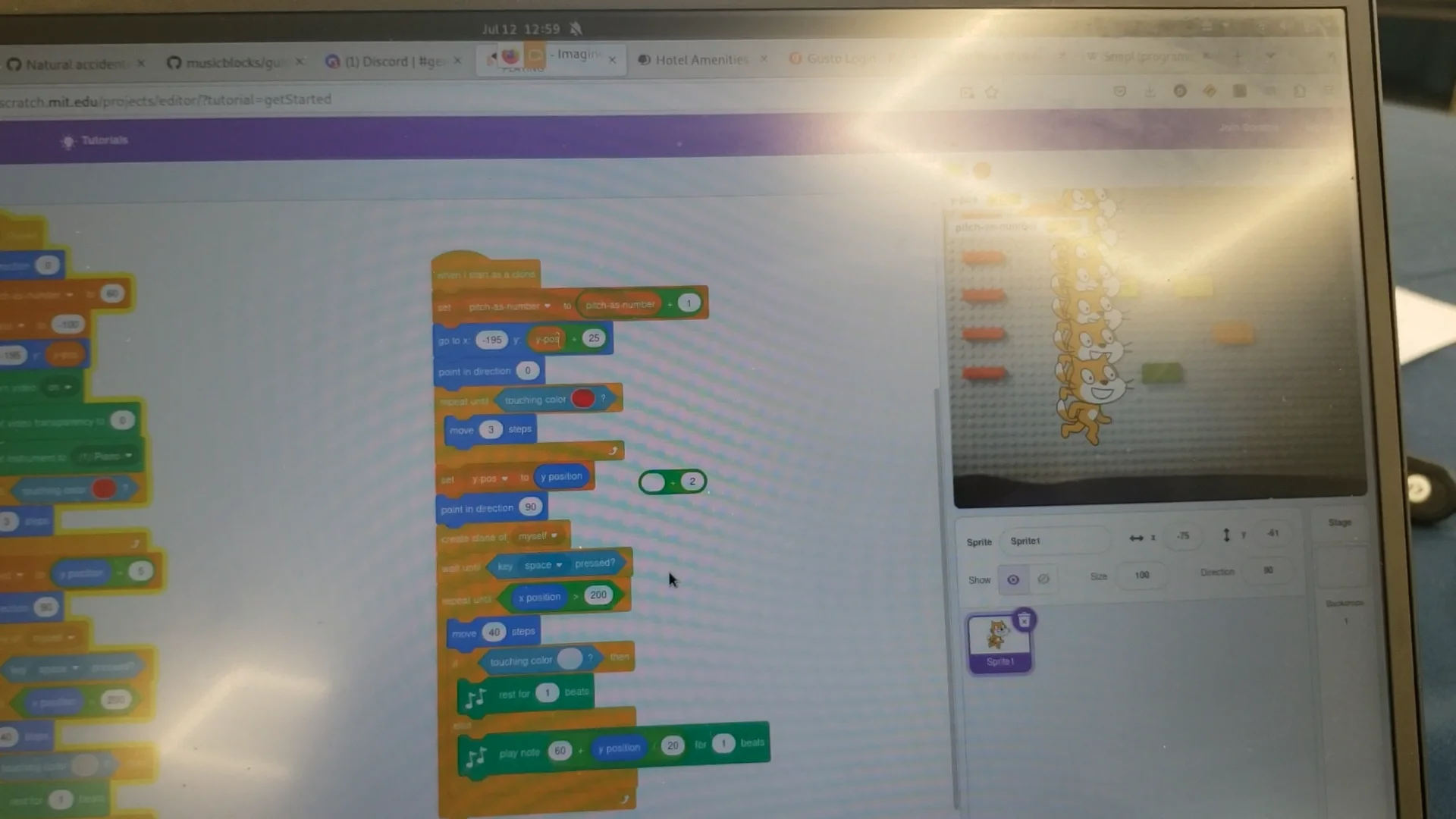 Test of sensing and tracking legos in Scratch for lego notation