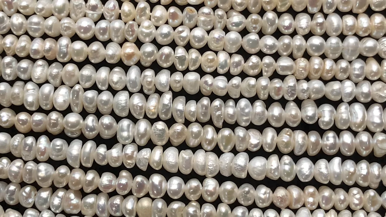 淡水真珠 ホワイト ロンデル4.5mm 1連｜天然石ビーズの卸問屋