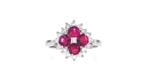 C. 1971 Vintage 1.00 ct. t.w. Ruby and .50 ct. t.w. Diamond Ring in 18kt White Gold with British Hallmark