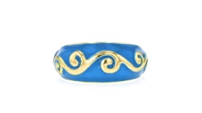 Blue Enamel Swirl Ring in 18kt Gold Over Sterling