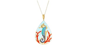 Multicolored Enamel Seahorse Pendant Necklace in 18kt Gold Over Sterling