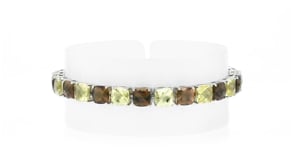 13.00 ct. t.w. Smoky Quartz and 12.00 ct. t.w. Lemon Quartz Tennis Bracelet in Sterling Silver