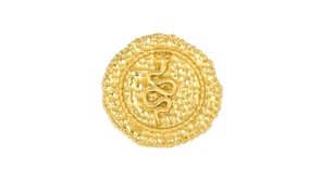 18kt Gold Over Sterling Textured and Polished Snake Medallion Ring